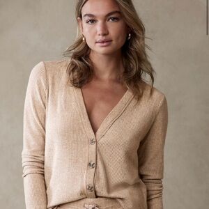 Banana Republic Beige Ribbed Cardigan, Sz XL